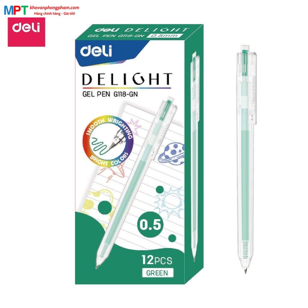 Bút gel nhiều màu Deli G118 nét 0.5mm - nhanh khô viết đều trơn tru lâu hết mực chất lượng cao