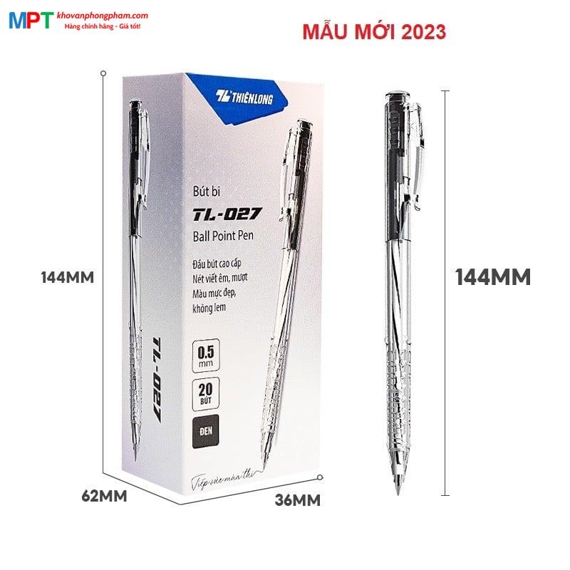 [TẶNG BÚT NHẬT 28K] Hộp 20 Bút bi Thiên Long TL-027 nét 0.5mm