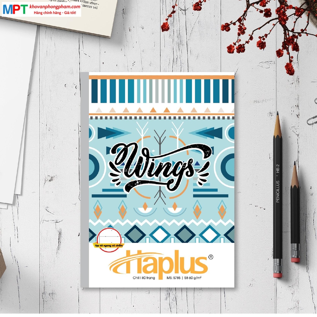 Vở kẻ ngang có chấm Haplus 80 trang CHILL 5785 - Định lượng 60gsm - Mua 10 quyển tặng 01 bút bi