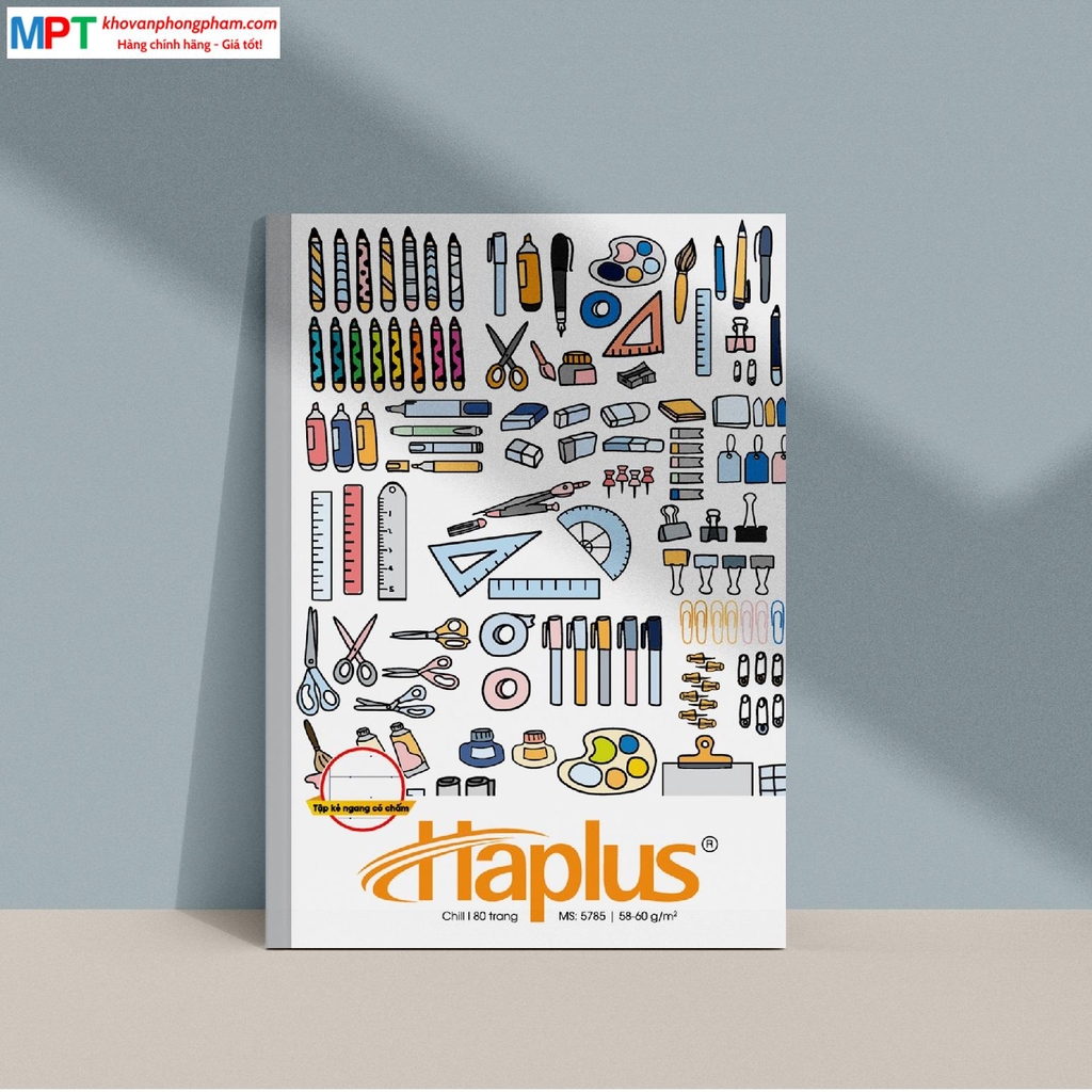 Vở kẻ ngang có chấm Haplus 80 trang CHILL 5785 - Định lượng 60gsm - Mua 10 quyển tặng 01 bút bi