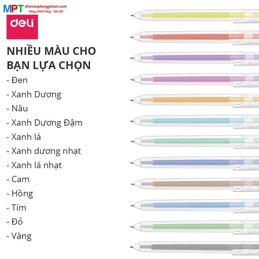Bút gel nhiều màu Deli G118 nét 0.5mm - nhanh khô viết đều trơn tru lâu hết mực chất lượng cao