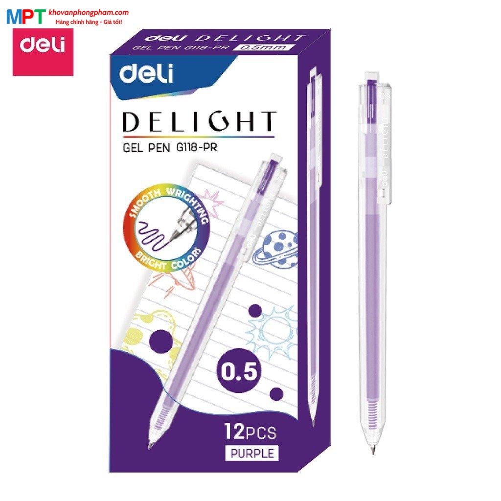 Bút gel nhiều màu Deli G118 nét 0.5mm - nhanh khô viết đều trơn tru lâu hết mực chất lượng cao