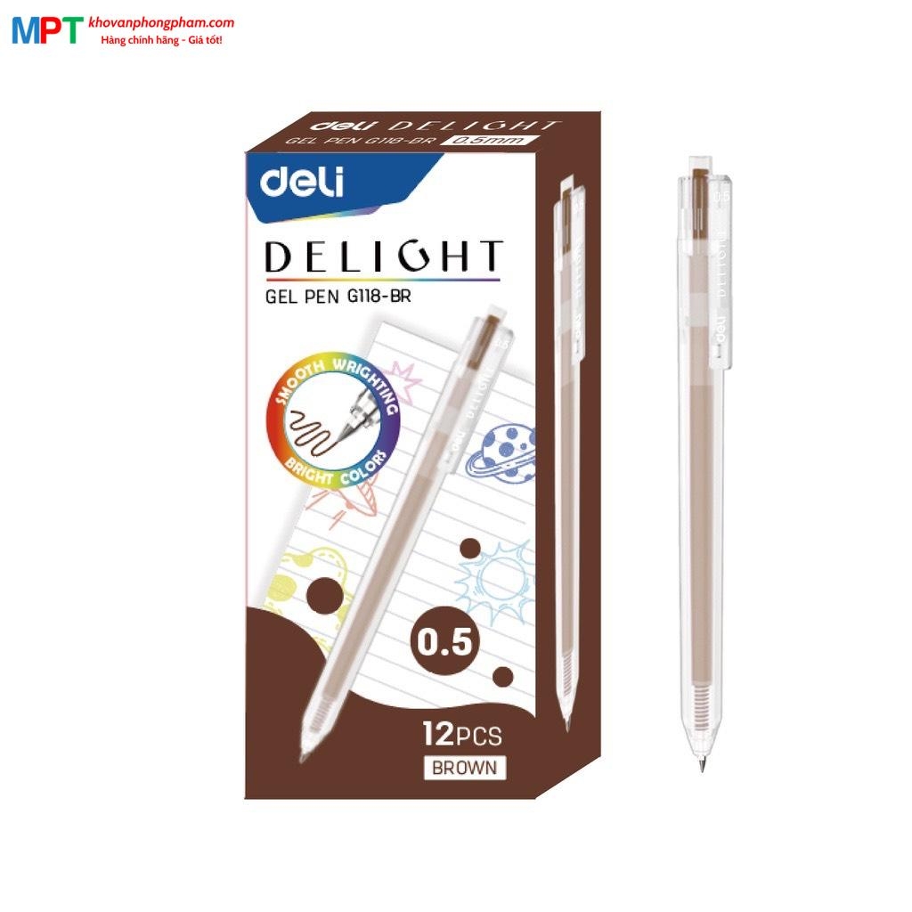Bút gel nhiều màu Deli G118 nét 0.5mm - nhanh khô viết đều trơn tru lâu hết mực chất lượng cao