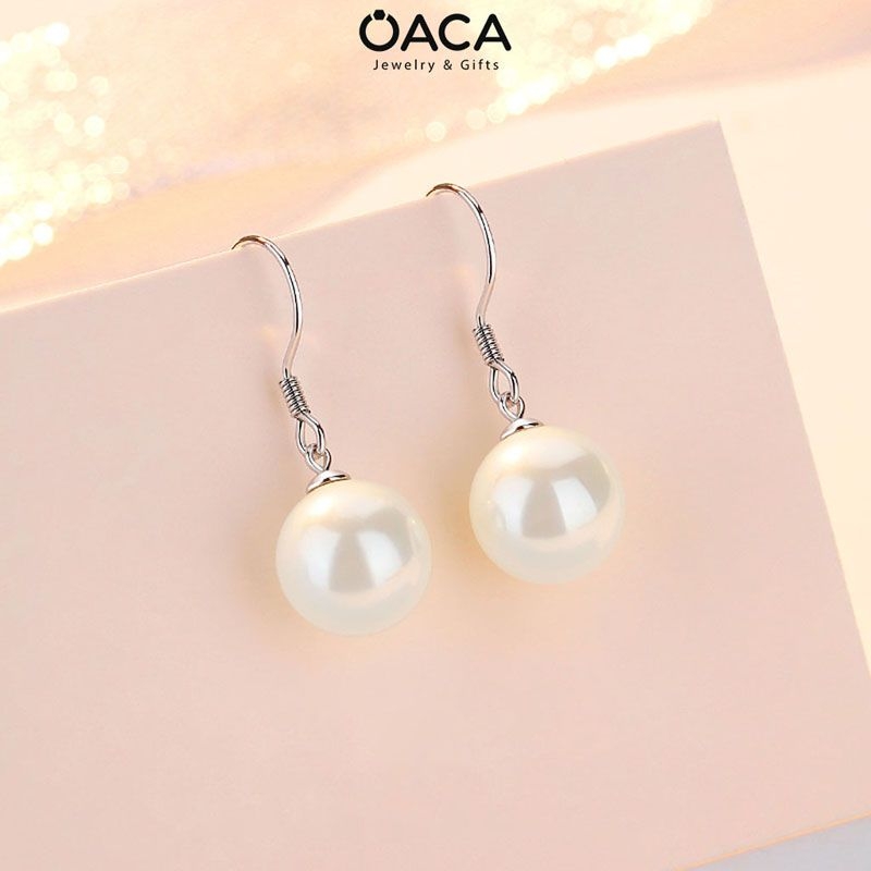 Bông tai bạc ngọc trai móc câu Conch