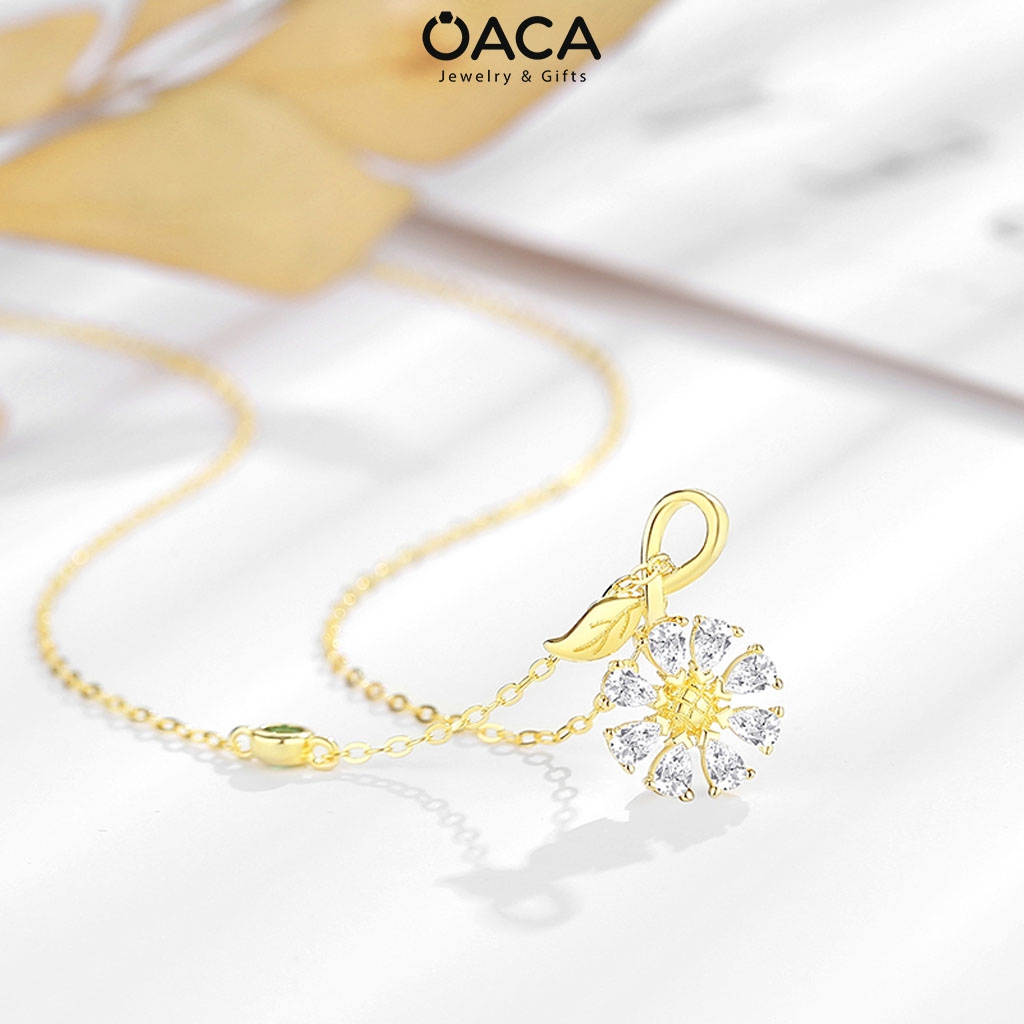 Dây chuyền hoa hướng dương Bạc 925 mạ Vàng đá CZ