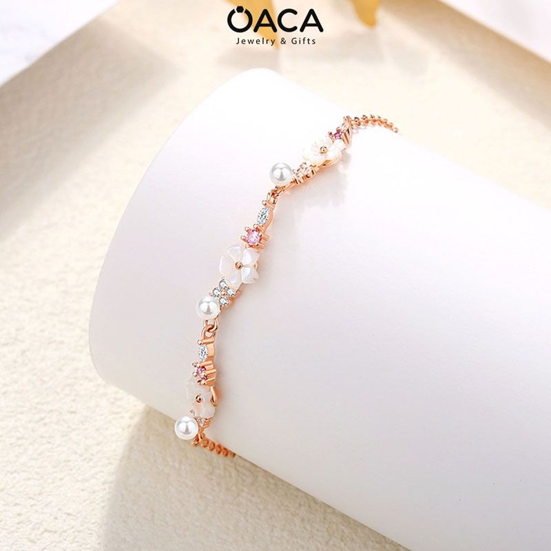 Lắc tay bạc Spring charm hoa đào xinh xắn