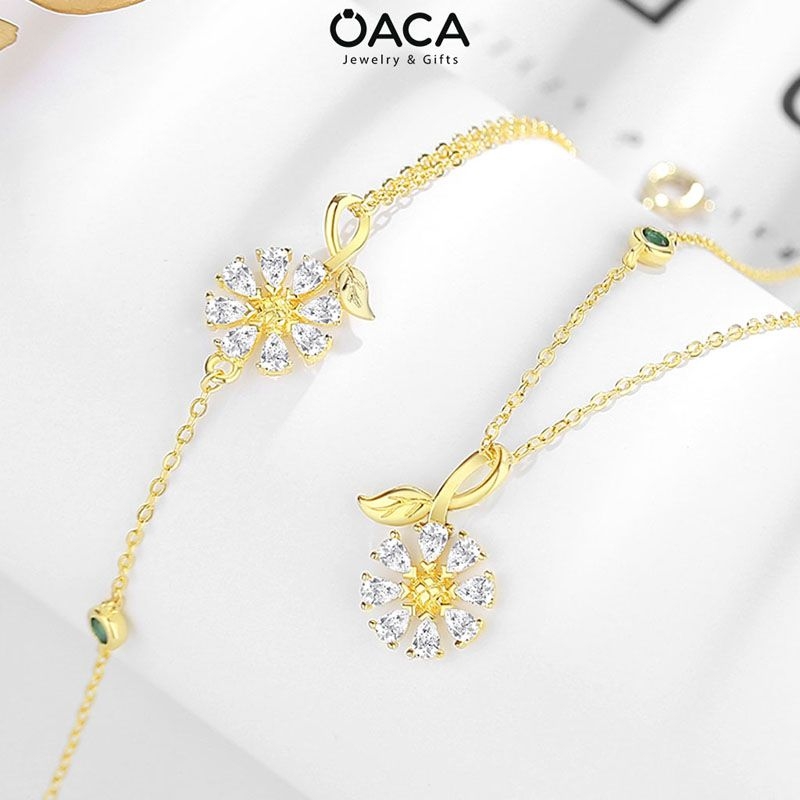 Lắc tay hoa hướng dương Bạc 925 mạ Vàng đá CZ