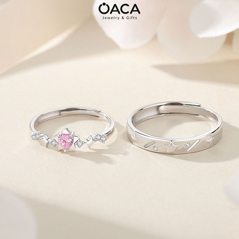 Nhẫn đôi bạc mạ vàng Lucky Star đá CZ