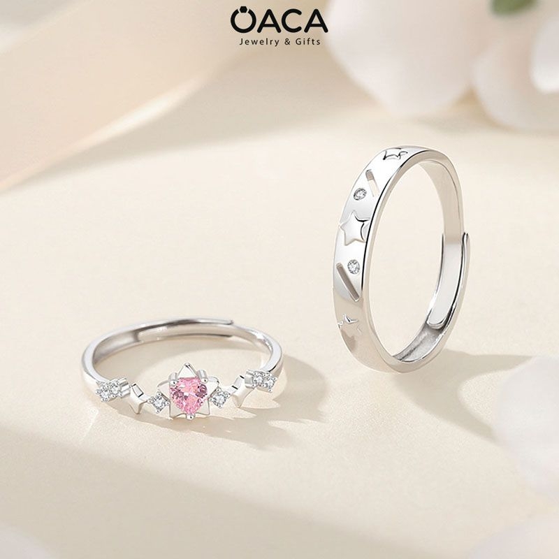 Nhẫn đôi bạc mạ vàng Lucky Star đá CZ