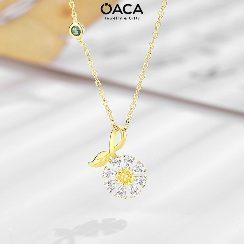 Dây chuyền hoa hướng dương Bạc 925 mạ Vàng đá CZ