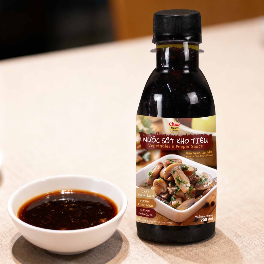Nước Sốt Kho Tiêu Chay Ngon Chuẩn Vị Chai 200ml - Vegetables & Pepper Sauce