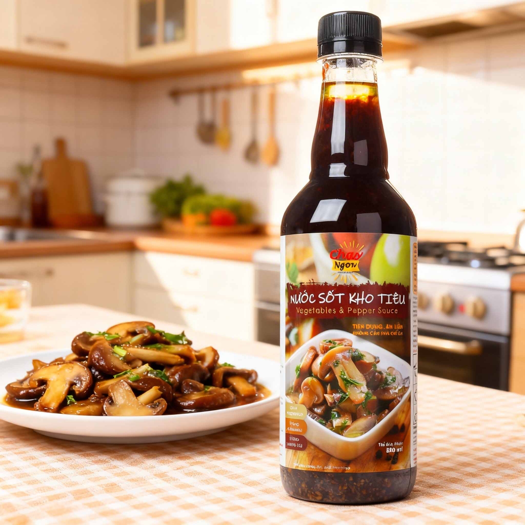 Nước Sốt Kho Tiêu Chay Ngon Chuẩn Vị Chai 500ml - Vegetables & Pepper Sauce
