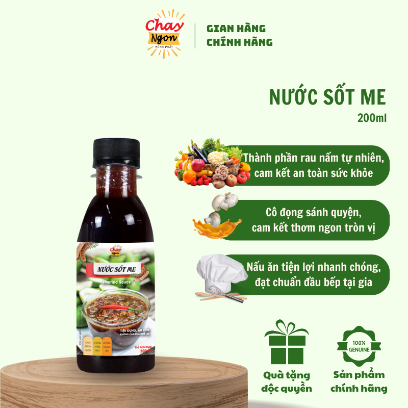 Nước Sốt Me Chua Ngọt Tiện Lợi Chay Ngon Hùng Phát Chai 200ml [Bí Kíp Cho Món Canh Chua Chay Của Mẹ] - Tamarind Sauce