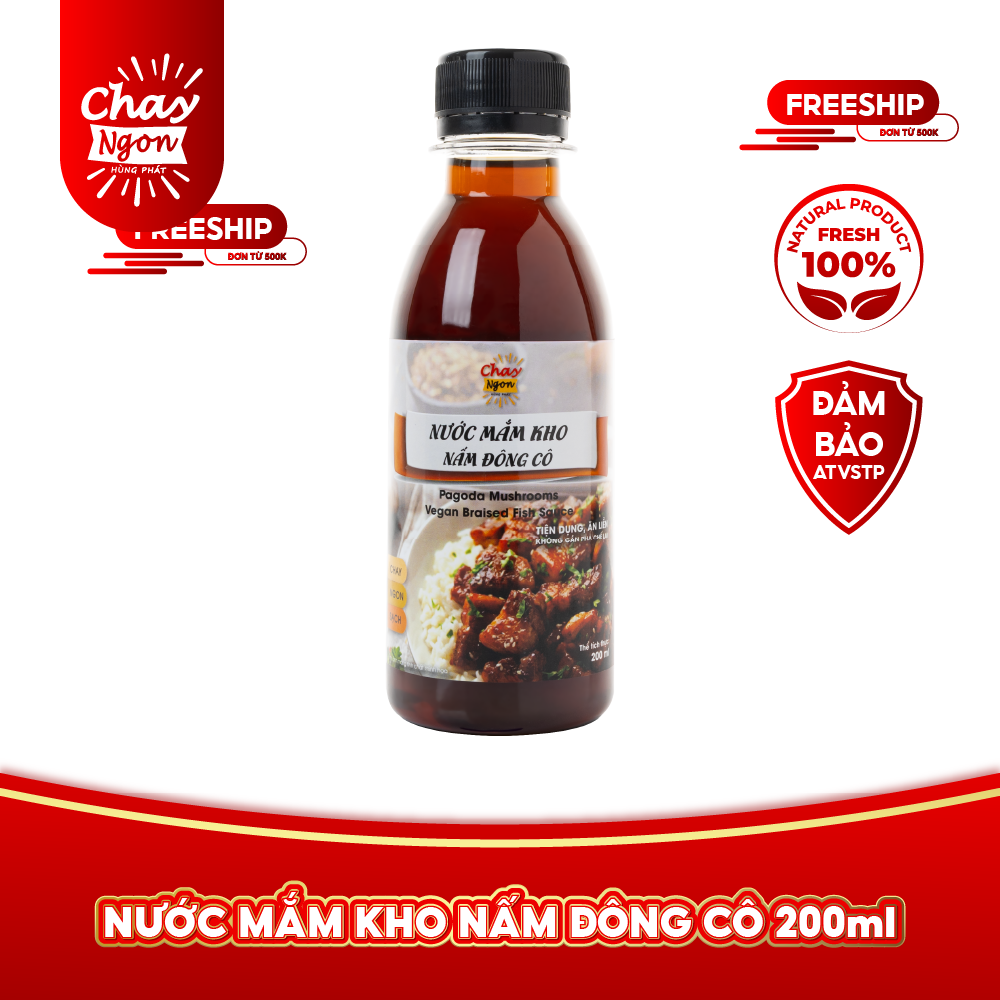 Nước Mắm Chay Từ Nấm Đông Cô Hiệu Chay Ngon Hùng Phát Chai 200ml - Pagoda Mushrooms Vegan Braised Fish Sauce