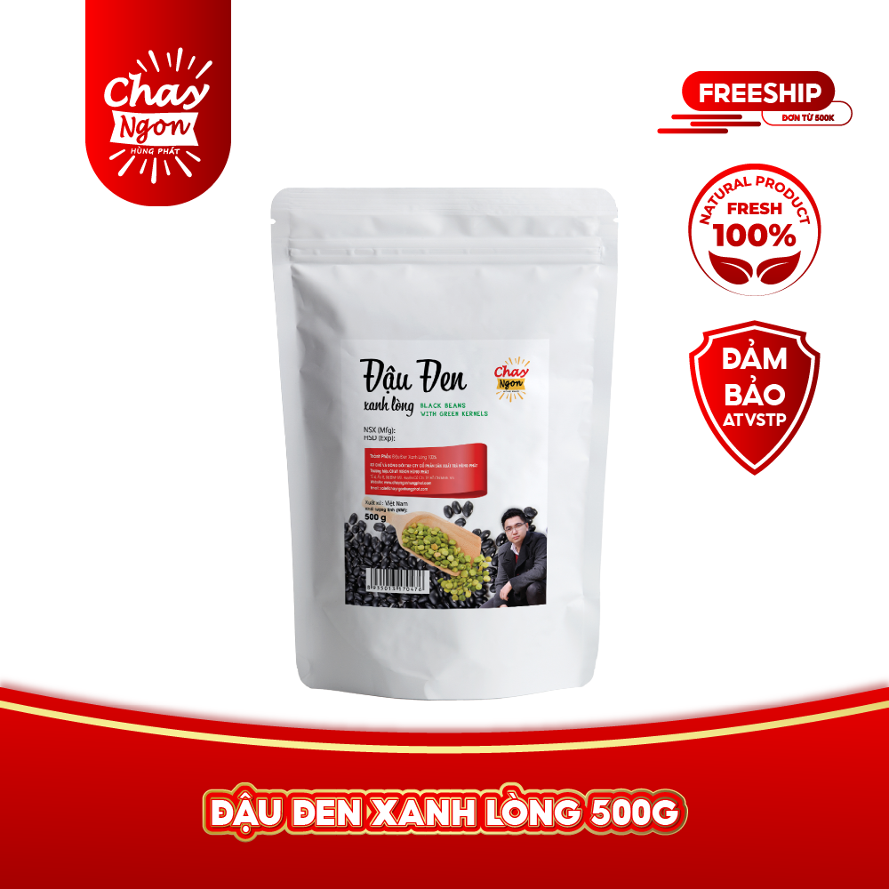 Đậu Đen Xanh Lòng Gói 500g - Black Beans with Green Kernels