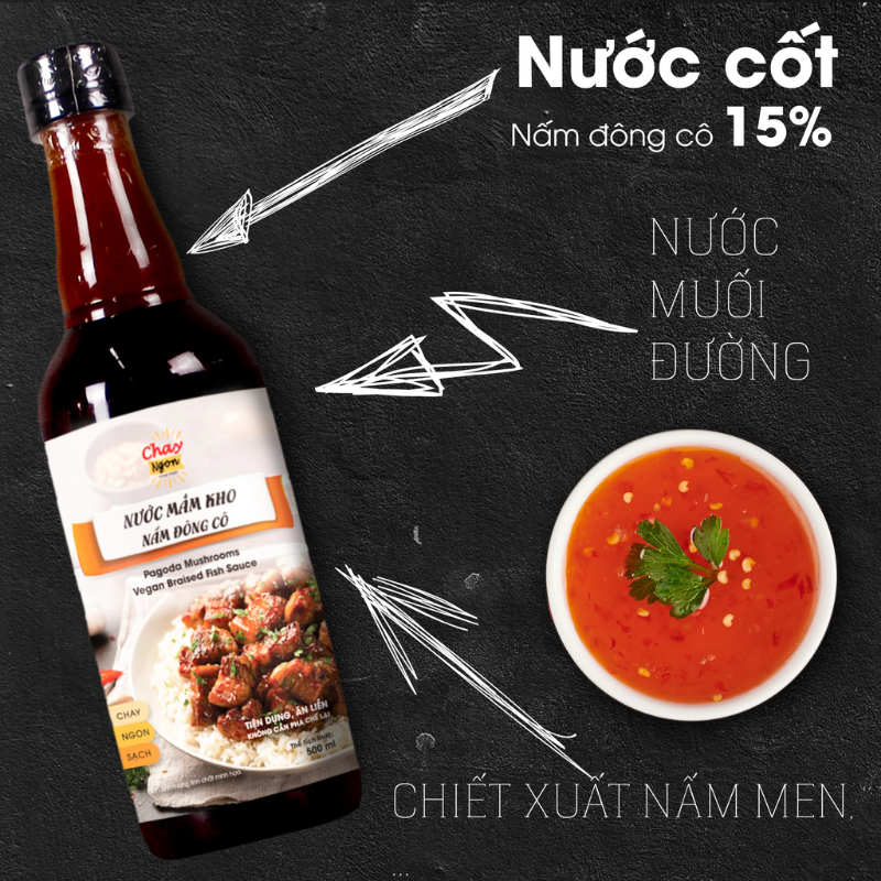 Nước Mắm Chay Từ Nấm Đông Cô 500ml - Pagoda Mushrooms Vegan Braised Fish Sauce