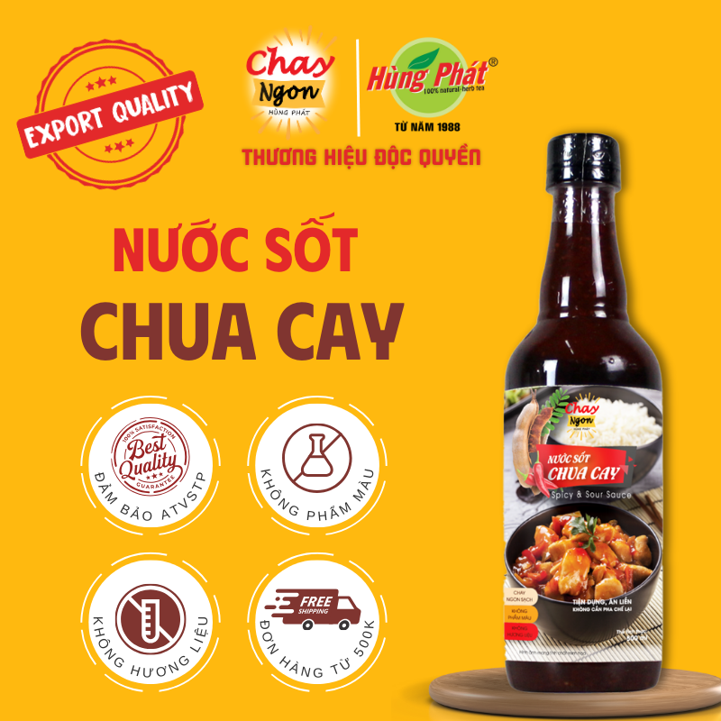 Nước Sốt Chua Cay Chay Ngon Hùng Phát Dành Cho Món Lẩu Thái Hấp Dẫn Chai 500ml - Spicy & Sour Sauce