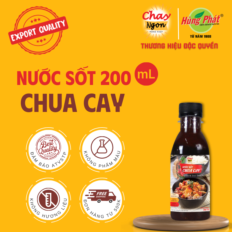 Nước Sốt Chua Cay Chay Ngon Hùng Phát 200ml - Spicy & Sour Sauce