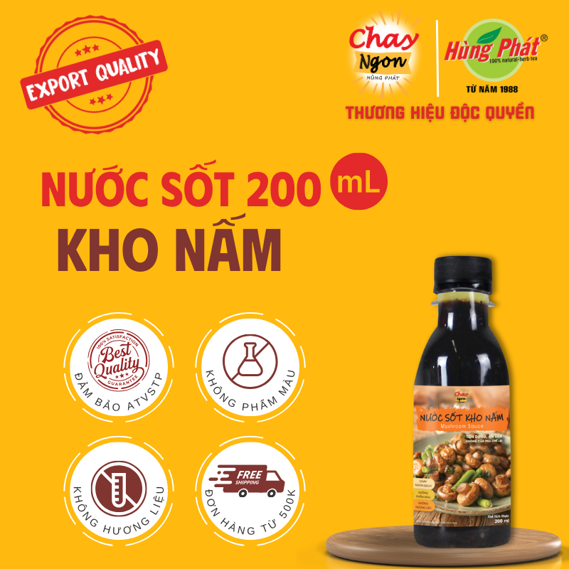 Nước Sốt Kho Nấm Chay Ngon Hùng Phát 200ml - Mushroom Sauce