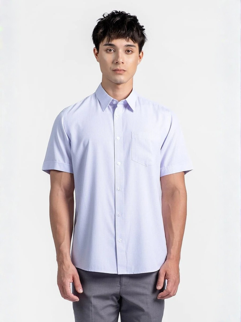Áo Sơ Mi Nam Công Sở Tay Ngắn Vải Sợi Tre . WS26FH16P-SDBB