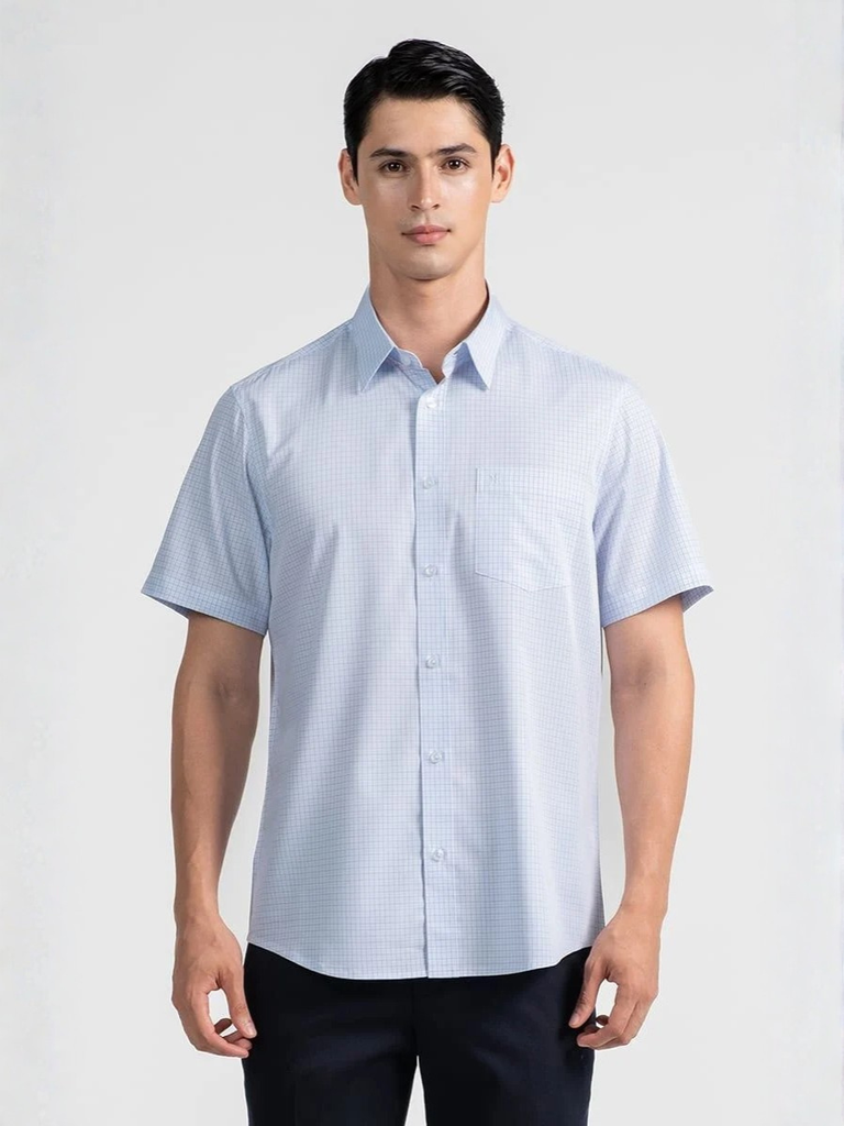 Áo Sơ Mi Nam Công Sở Tay Ngắn Vải Sợi Tre . WS26FH18G-SDBB