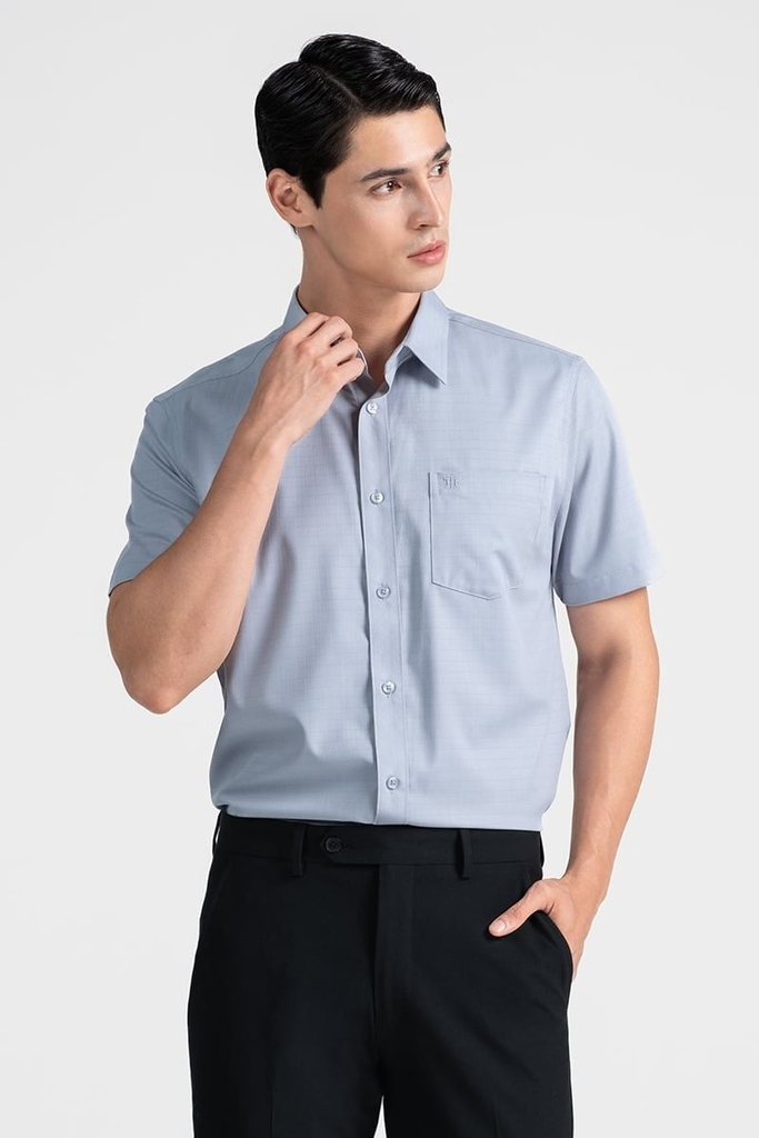 Áo Sơ Mi Nam Tay Ngắn Form Suông Vải Bamboo