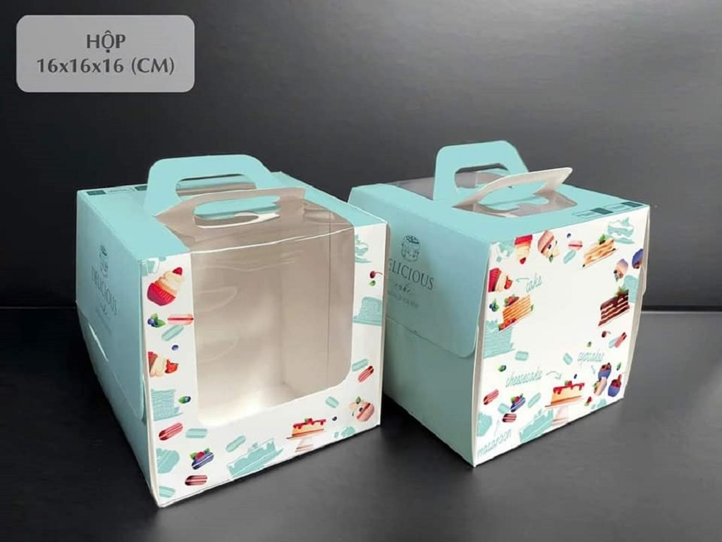 hộp bánh kem quai xách mini xanh mint
