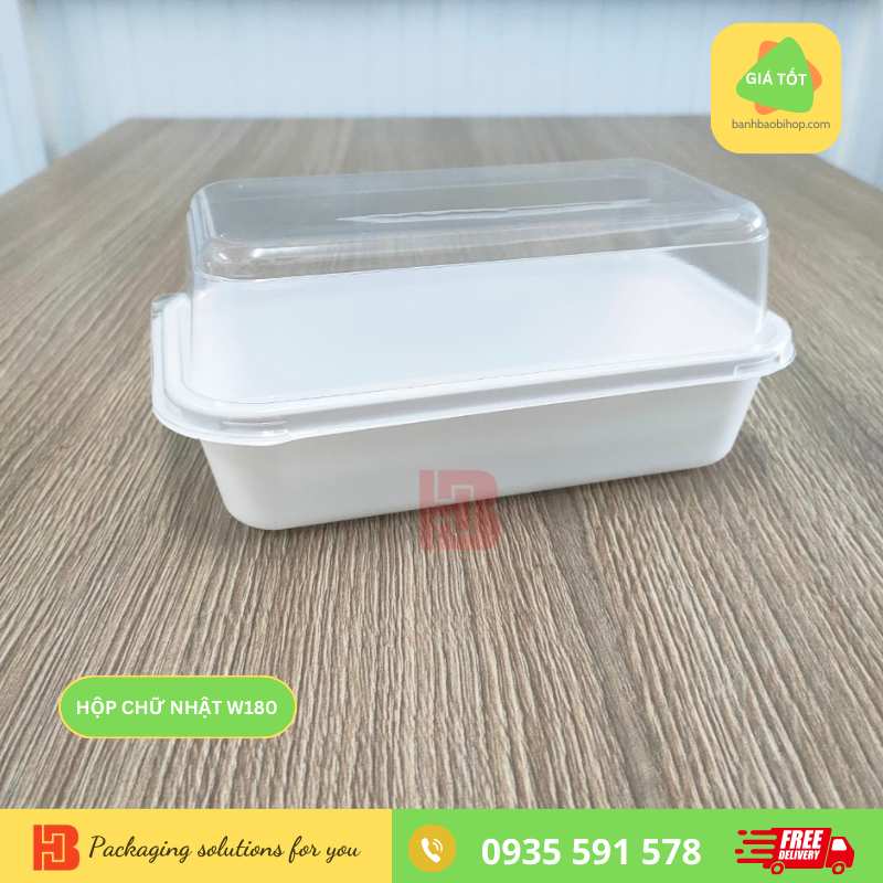 hộp nhựa đựng bánh chữ nhật mã W180