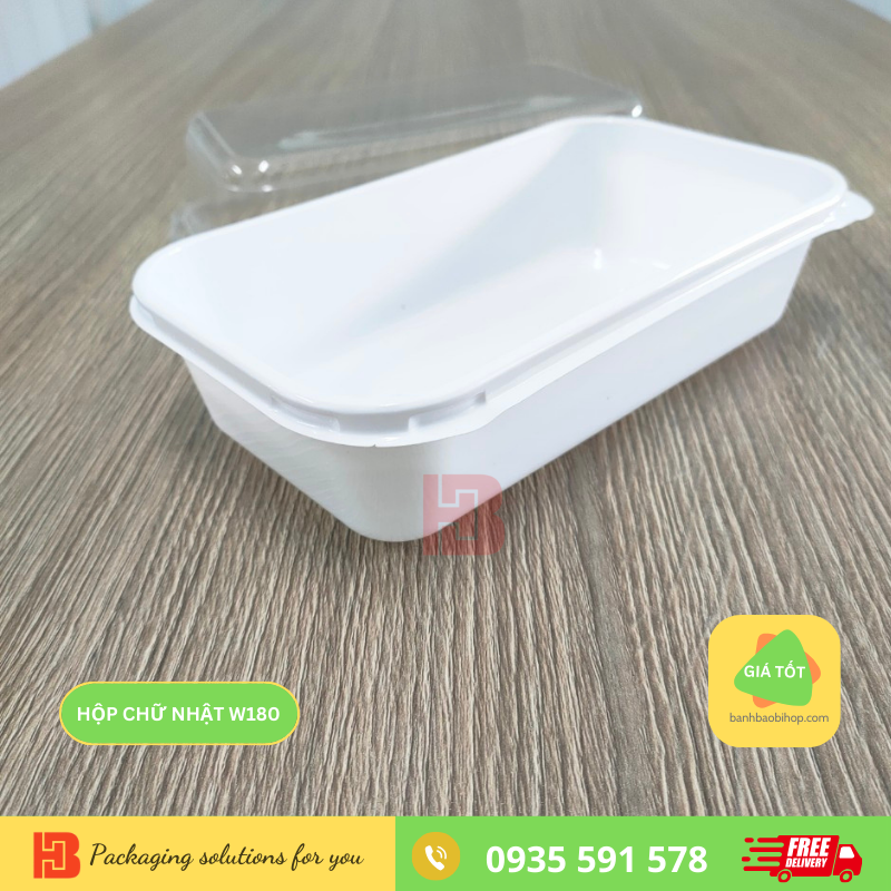 hộp nhựa w180 đựng bánh bông lan cuộn