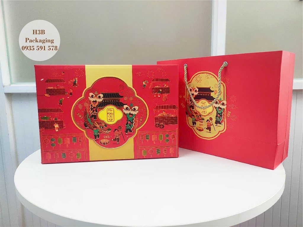 Hộp quà Tết màu sắc tươi sáng