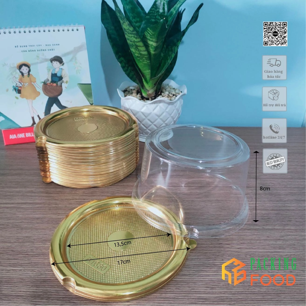 Hộp nhựa tròn đế vàng A1680G