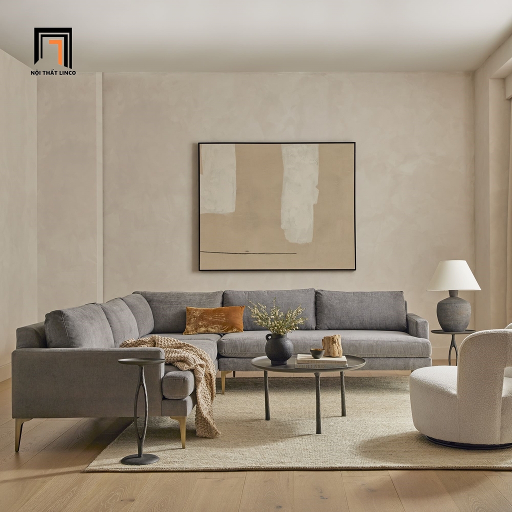 sofa góc xám lông chuột