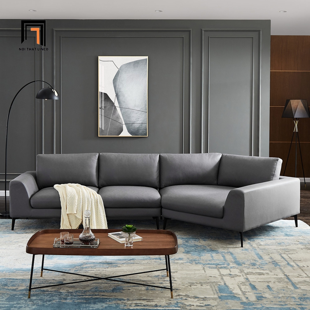 sofa da xám đậm
