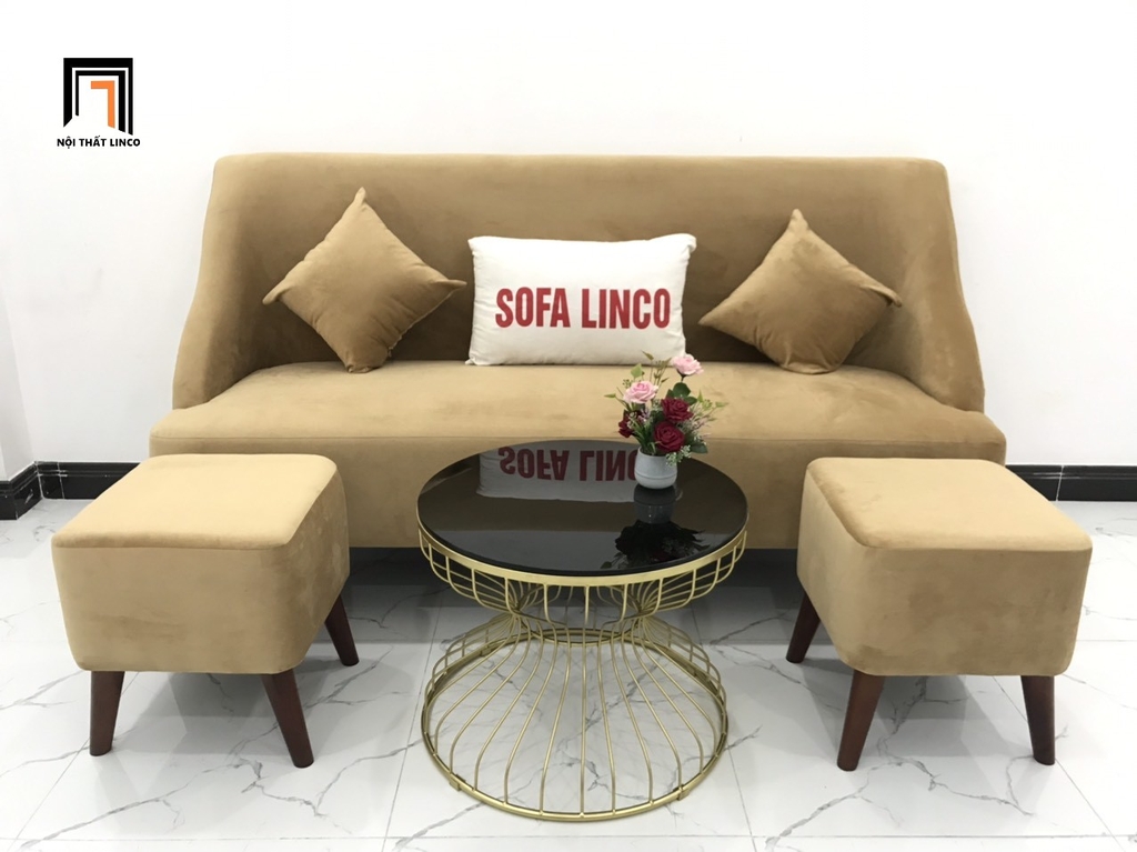 sofa băng màu vàng đồng