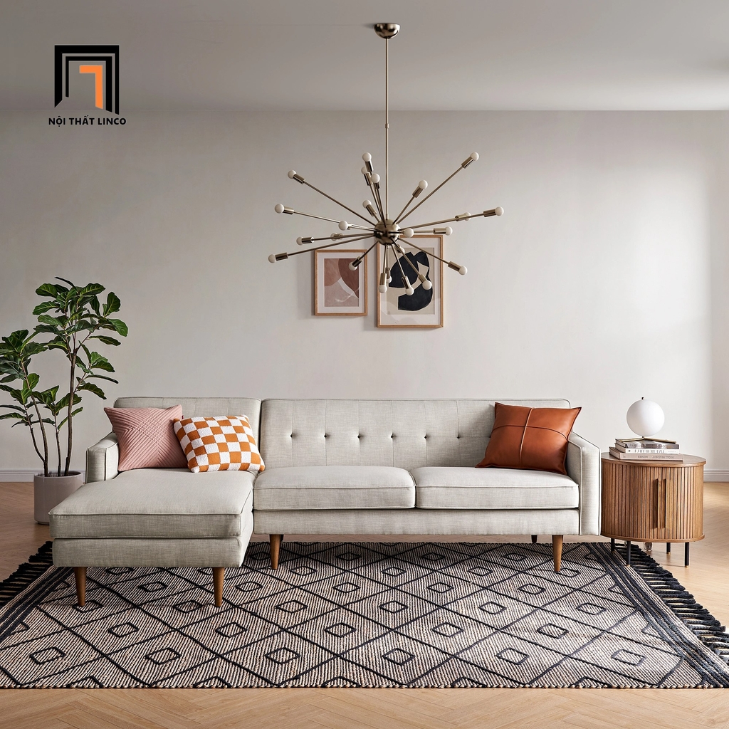 sofa góc xám trắng
