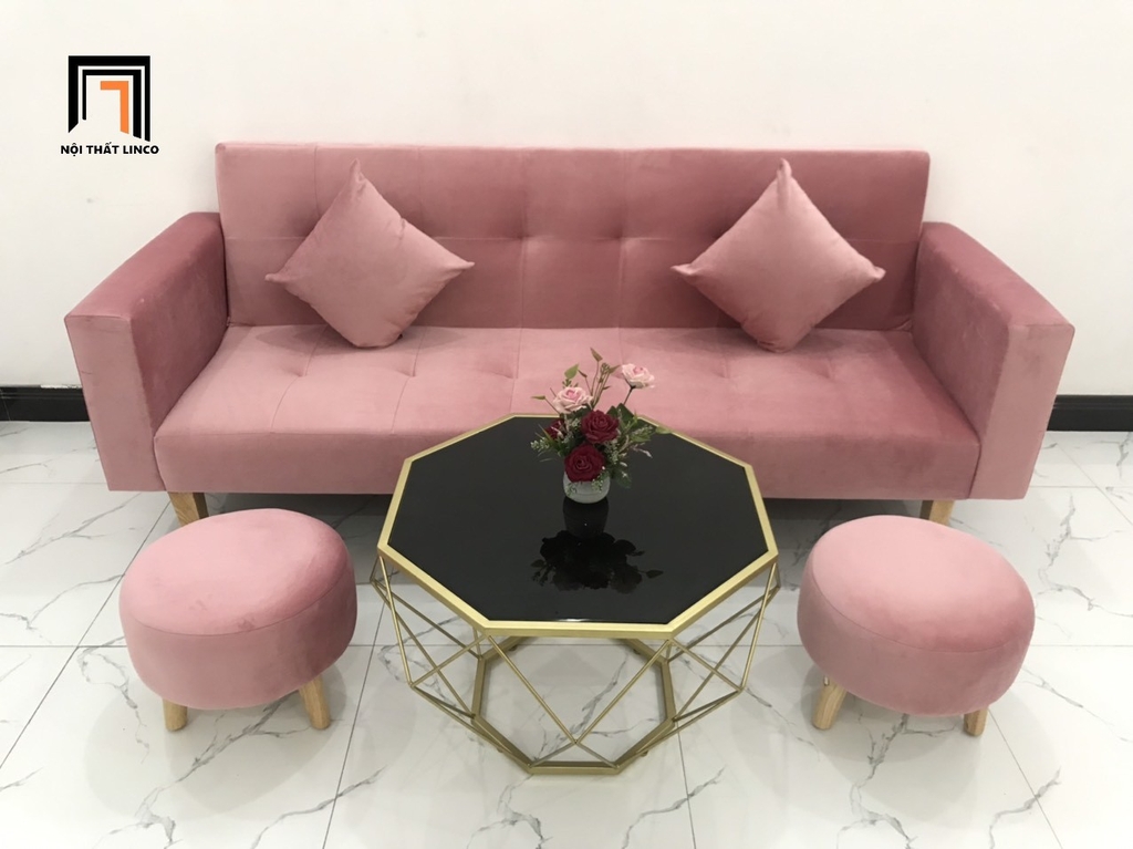 set ghế sofa màu hồng