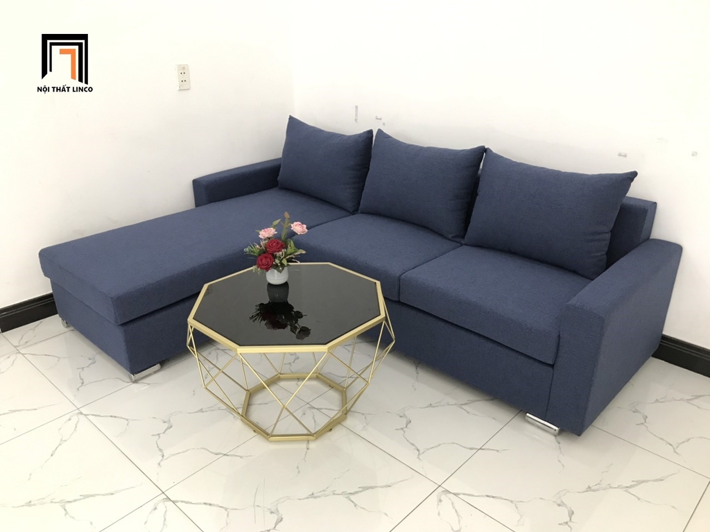bộ ghế sofa góc xanh đậm