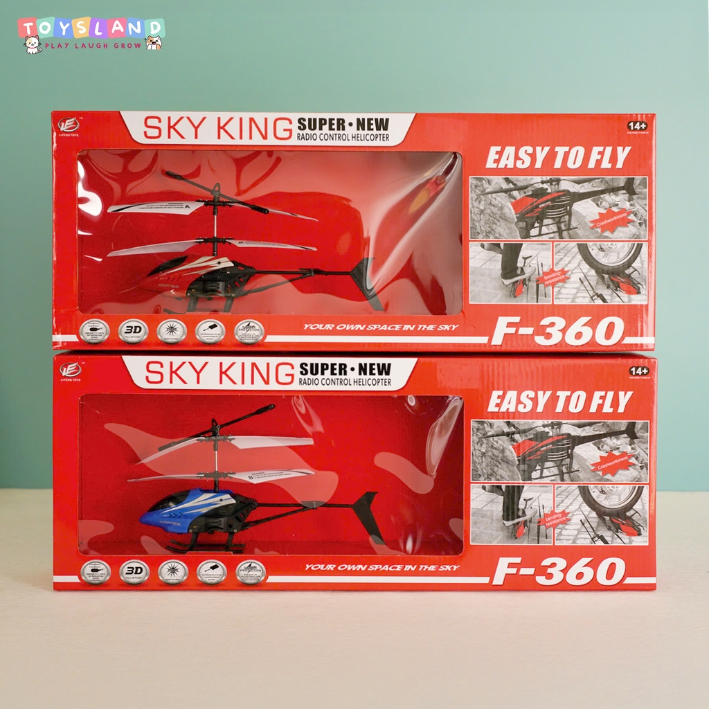 F-360  HỘP MÁY BAY TRỰC THĂNG ĐIỀU KHIỂN TRÊN KHÔNG, 2 TẦNG, CÓ SẠC USB - XANH DƯƠNG