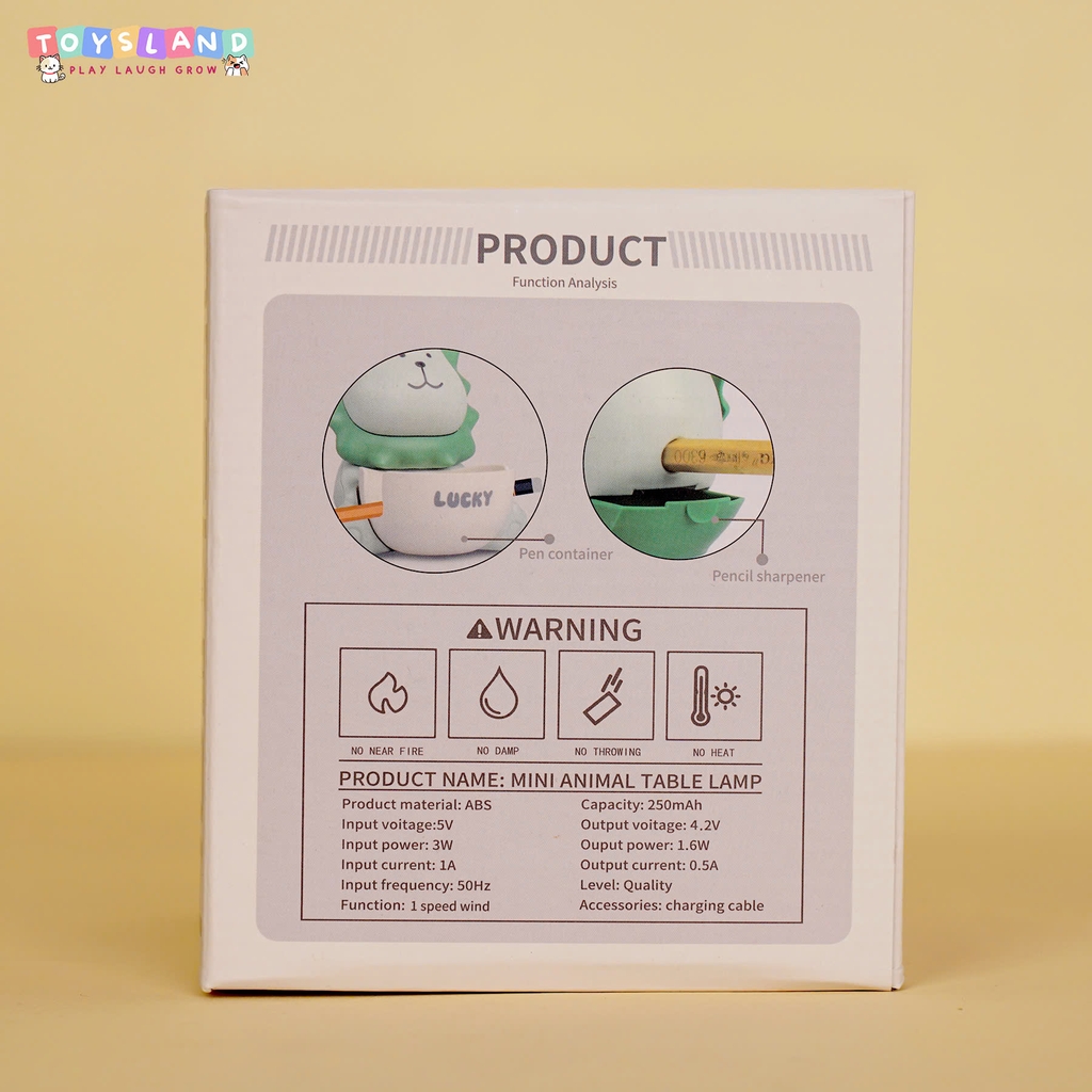 K43  HỘP QUẠT PIN GẤU + ỐNG ĐỰNG VIẾT + SẠC USB ĐỦ MẪU - XANH LÁ