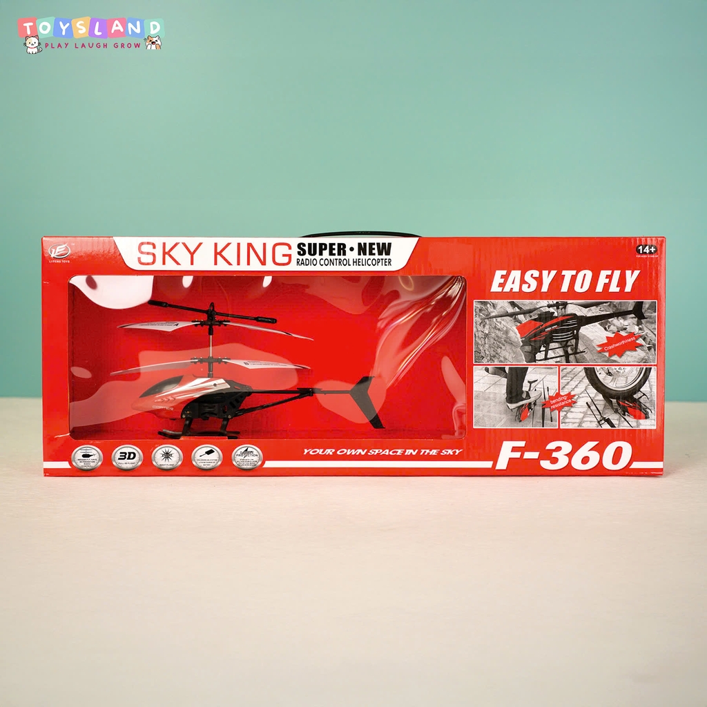 F-360  HỘP MÁY BAY TRỰC THĂNG ĐIỀU KHIỂN TRÊN KHÔNG, 2 TẦNG, CÓ SẠC USB - XANH DƯƠNG