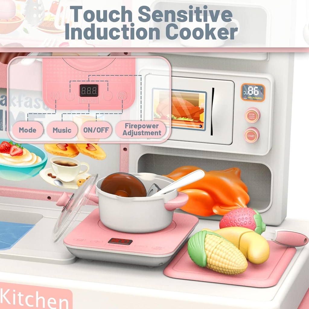 100T2 HỘP KỆ BẾP PIN LÒ NƯỚNG, BẾP ĐIỆN TỪ, BỒN NƯỚC TỰ ĐỘNG (HỒNG) 108x35.5x98cm Dream Kitchen 100T-1, 100T-2, 100T-3, 100T-4