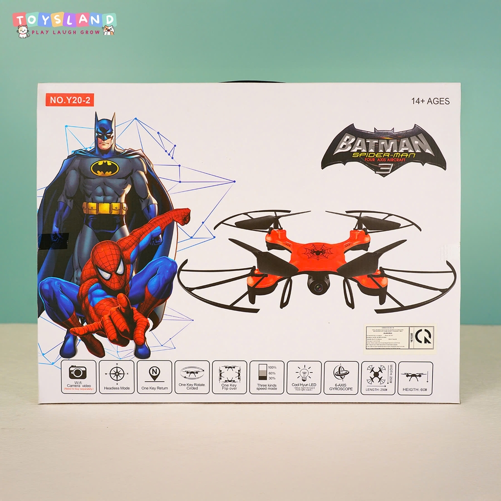 Y20-2  HỘP MÁY BAY DRONE SPIDER MAN ĐIỀU KHIỂN TRÊN KHÔNG 4 CÁNH QUẠT,CAMERA, WIFI, ĐÈN LED, SẠC USB