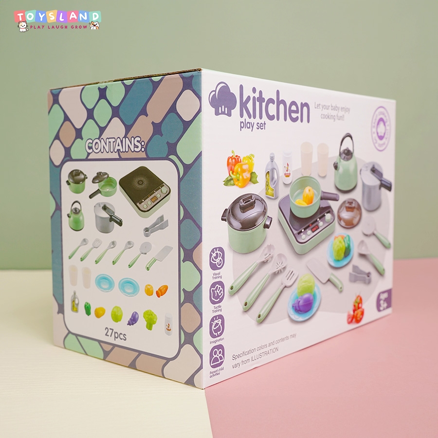 _0015-2  HỘP BẾP ĐIỆN PIN ĐÈN, 1 NỒI, 1 CHẢO, ẤM NƯỚC, CHÉN, DĨA, DAO, THỚT, GIÁ