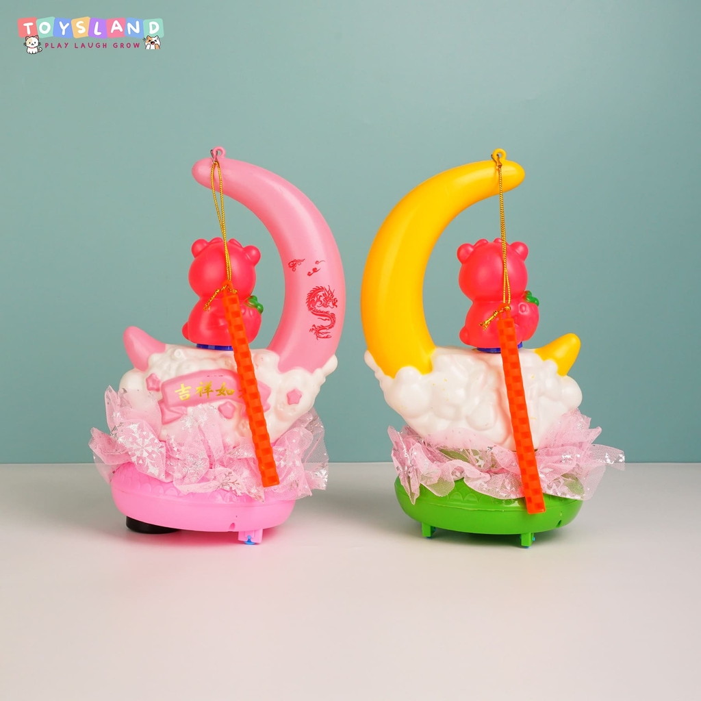 LỒNG ĐÈN TRUNG THU PIN GẤU DÂU NGỒI MẶT TRĂNG | HỒNG | 596-1