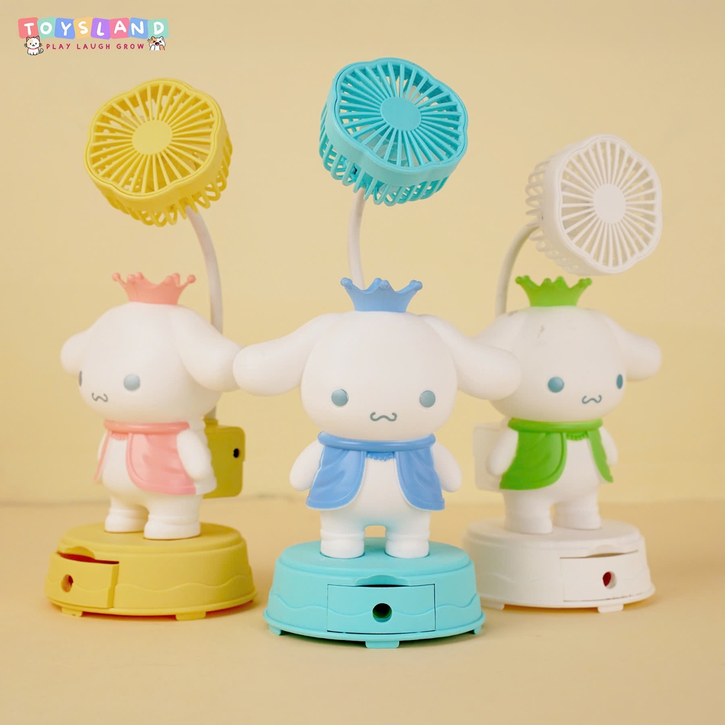 BJJ298-1  HỘP QUẠT PIN CHÓ SANRIO + SẠC USB ĐỦ MẪU - XANH DƯƠNG