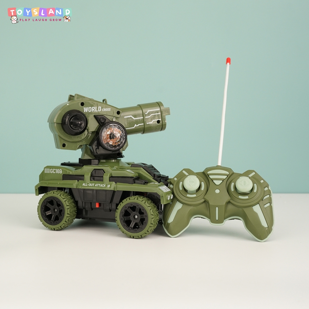 XE TĂNG ĐIỀU KHIỂN 7 ĐỘNG TÁC BẮN ĐĨA | XANH LÁ | GC169-176