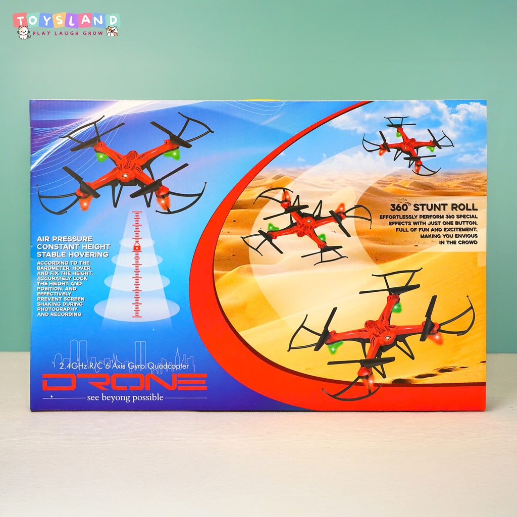 AF933  HỘP MÁY BAY DRONE ĐIỀU KHIỂN TRÊN KHÔNG 4 CÁNH QUẠT, SẠC USB - ĐỎ