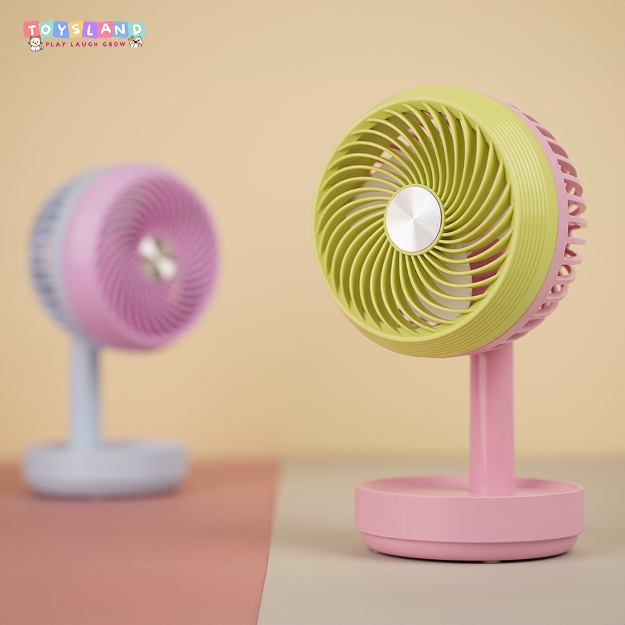 677-40C  HỘP QUẠT PIN + SẠC USB ĐỦ MẪU - XANH HỒNG