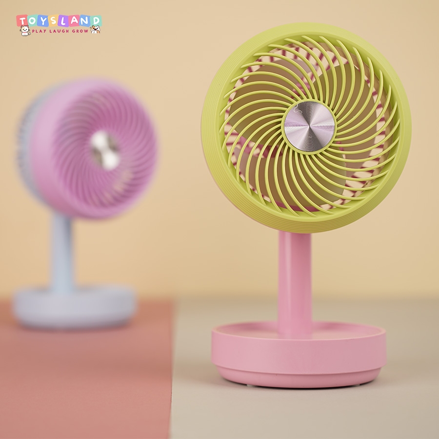 677-40C  HỘP QUẠT PIN + SẠC USB ĐỦ MẪU - XANH HỒNG