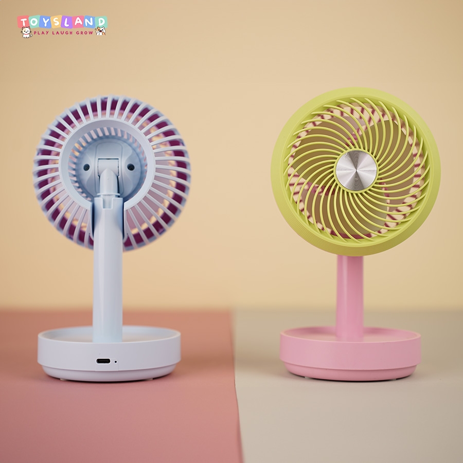 677-40C  HỘP QUẠT PIN + SẠC USB ĐỦ MẪU - XANH HỒNG